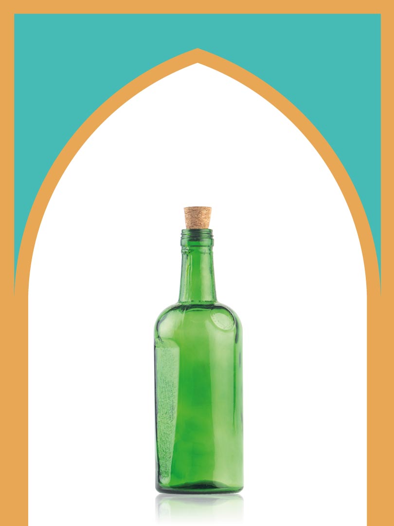 خرید بطری شیشه‌ای سبز صراحی با درب چوب پنبه‌ای | 600 سی‌سی