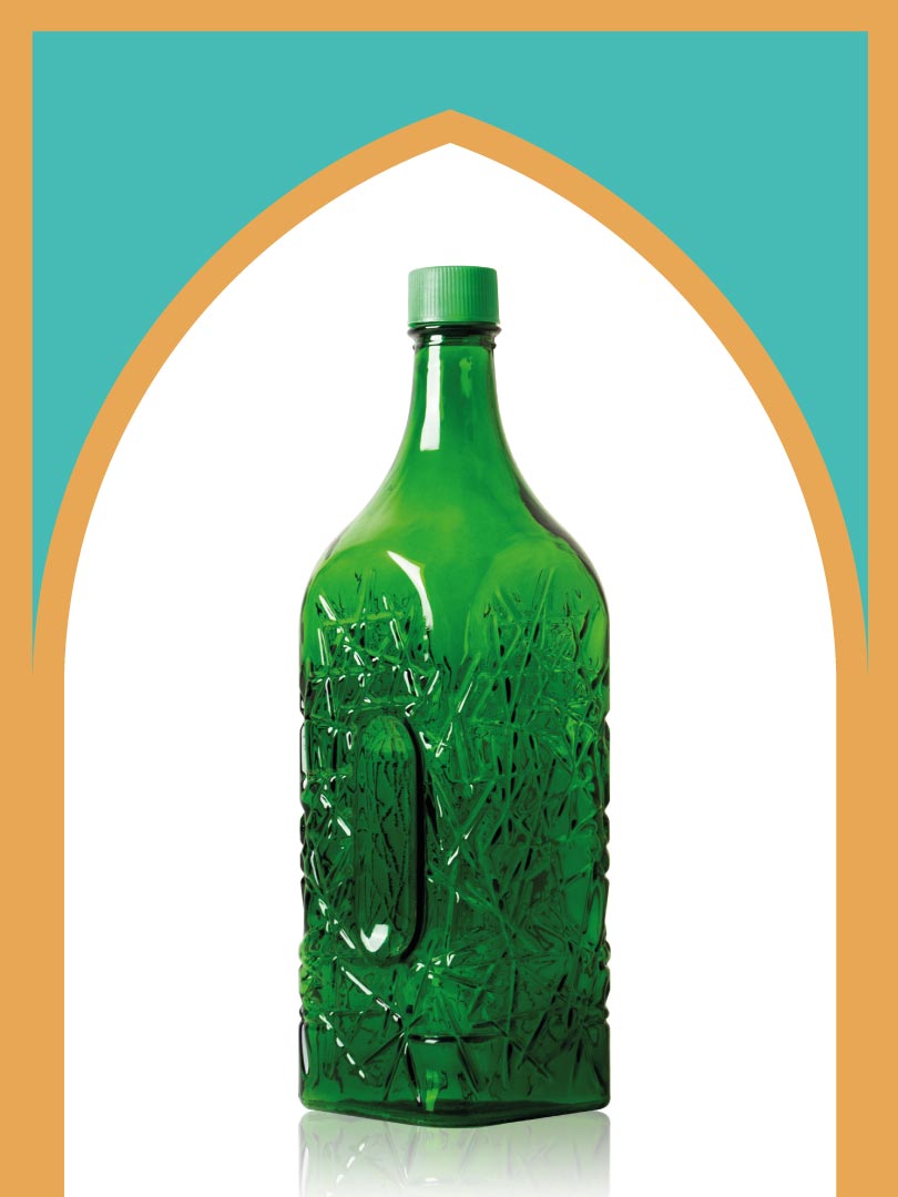 خرید بطری شیشه‌ای سبز جام متوسط با درب پلاستیکی | 2 لیتری