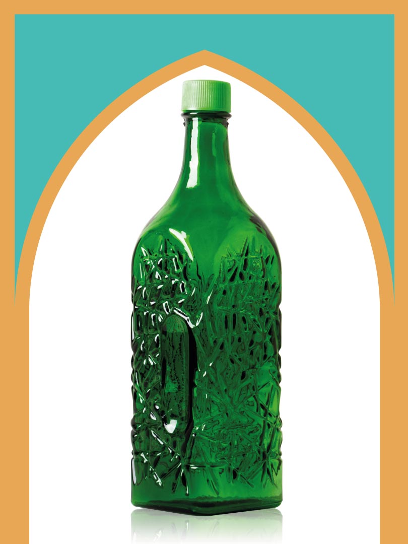 خرید بطری شیشه‌ای سبز جام بزرگ با درب پلاستیکی | 3 لیتری