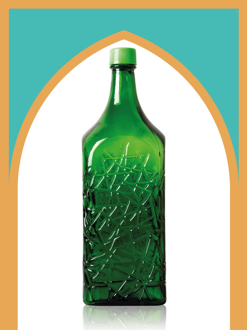 خرید بطری شیشه‌ای سبز جام بزرگ‌ترین با درب پلاستیکی | 4 لیتری