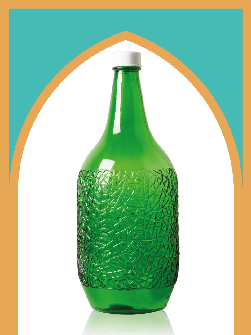 خرید بطری شیشه‌ای سبز ساغر کوچک‌تر با درب پلاستیکی | 2.5 لیتری