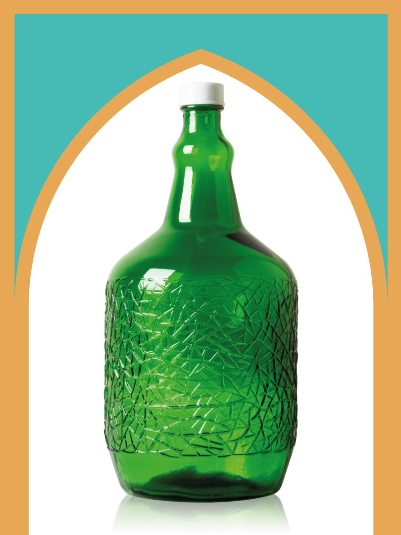 خرید بطری شیشه‌ای سبز ساغر متوسط با درب پلاستیکی | 4 لیتری