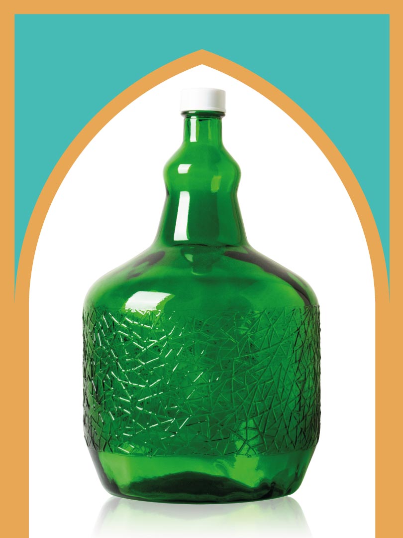 خرید بطری شیشه‌ای سبز ساغر بزرگ‌ترین با درب پلاستیکی | 6 لیتری